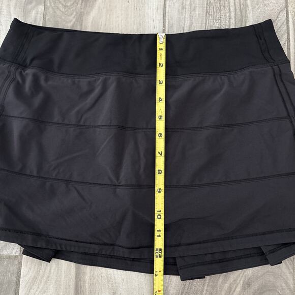 Lululemon Skirt Womens Sz 8 Black Pace Rival Pleated Back Running Skort Zip - Picture 7 of 11